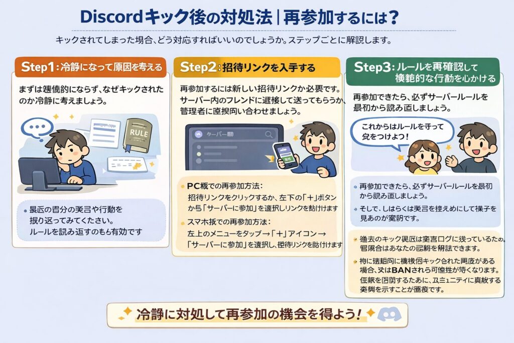 Discordキック後の対処法｜再参加するには？