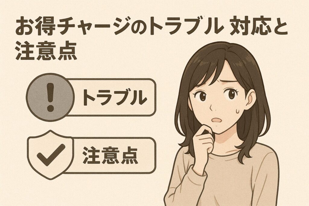 お得チャージのトラブル対応と注意点