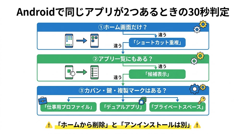 Androidで同じアプリが2つあるときの30秒判定