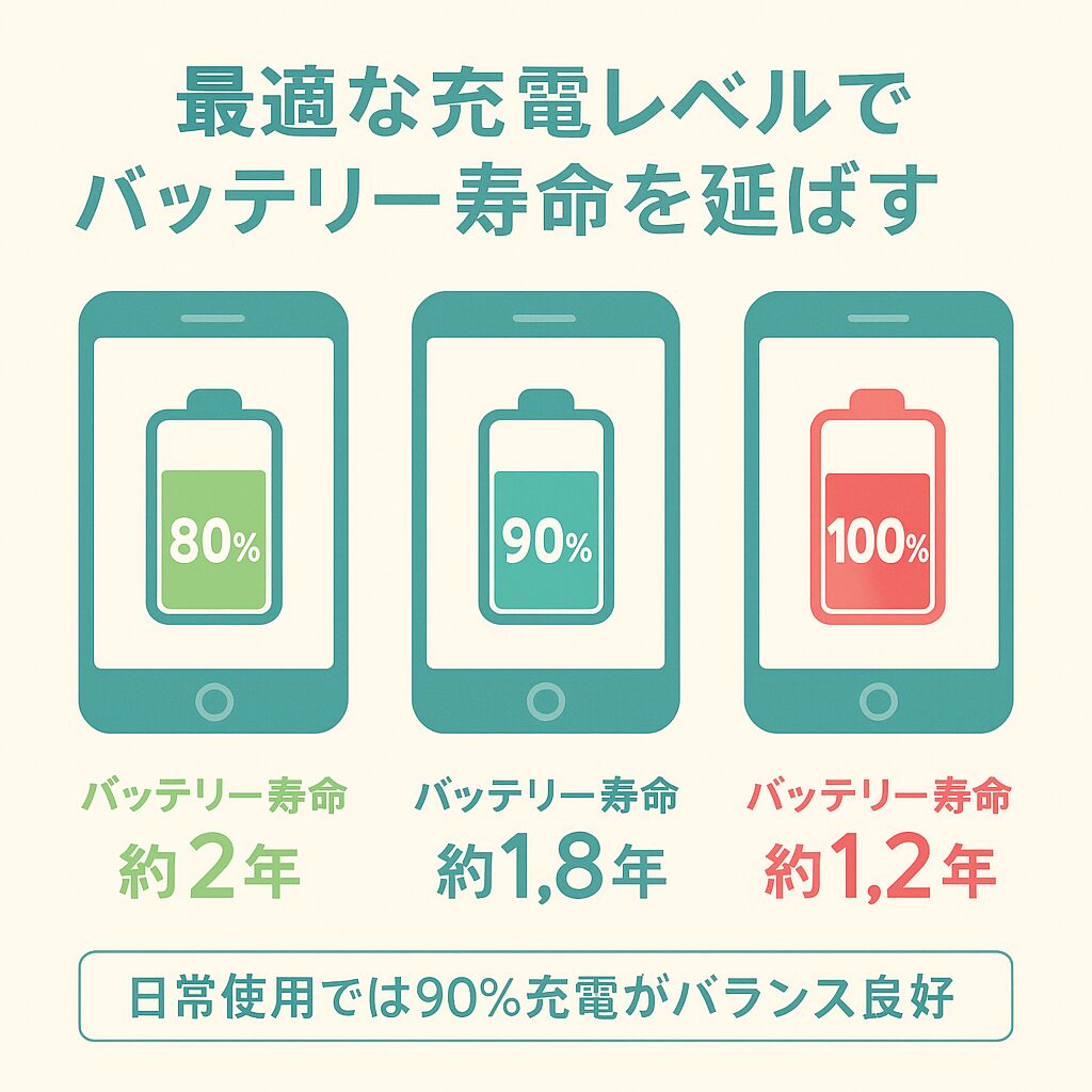 スマホ充電 90 で止める