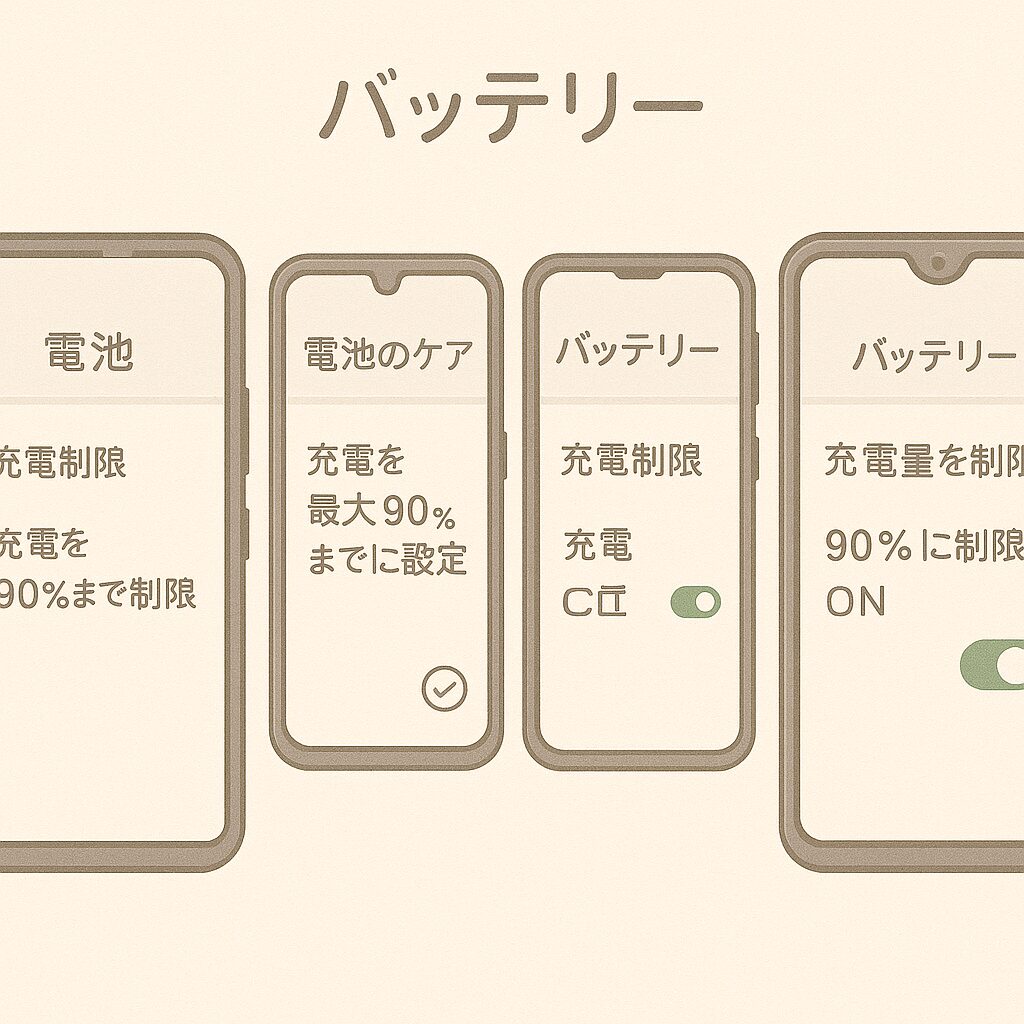 Android端末で充電を90%で止める方法(機種別)