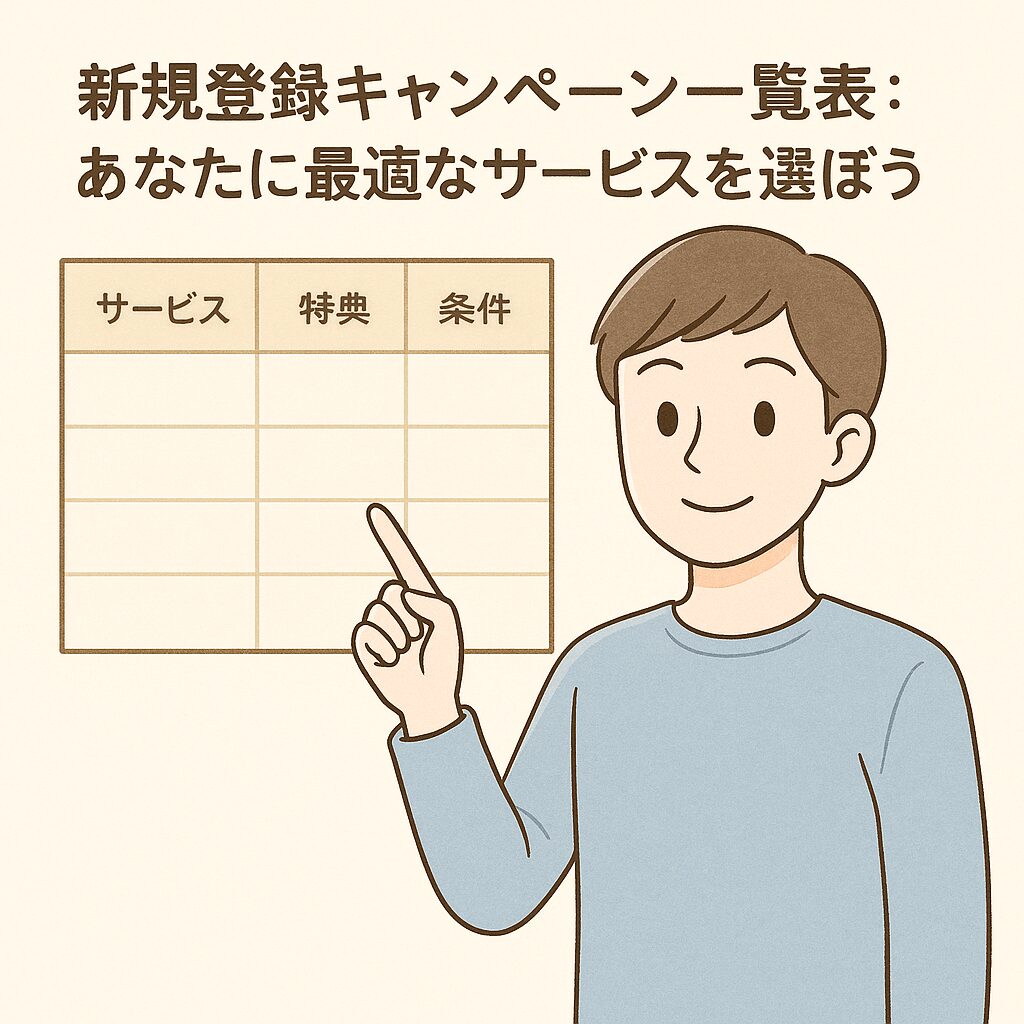 新規登録キャンペーン一覧表:あなたに最適なサービスを選ぼう