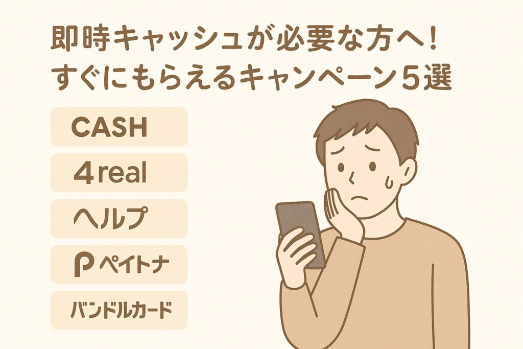 即時キャッシュが必要な方へ!すぐにもらえるキャンペーン5選