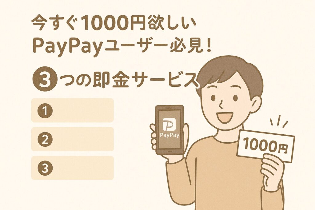 今すぐ1000円欲しいPayPayユーザー必見!3つの即金サービス
