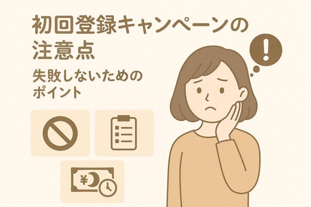初回登録キャンペーンの注意点・失敗しないためのポイント