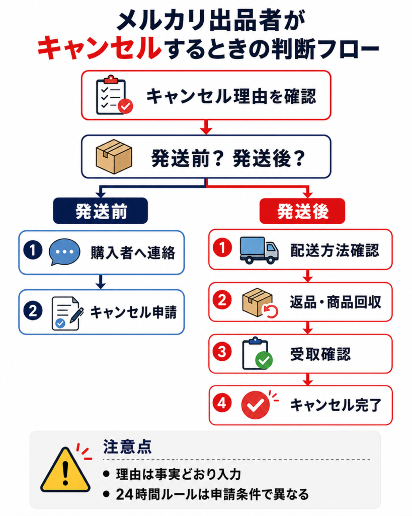 メルカリ出品者キャンセル方法｜手順と注意点