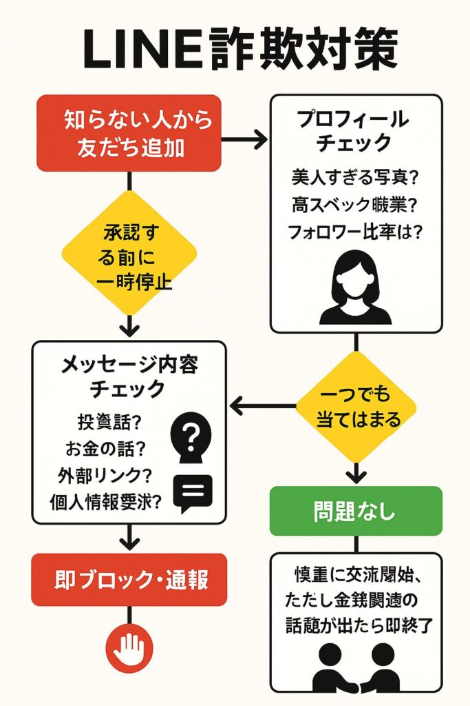 LINE詐欺を防ぐための判断フローチャート