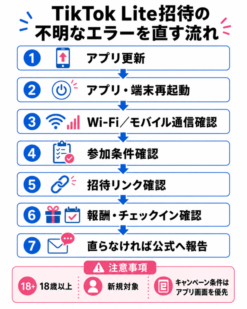 TikTok Liteエラー解決フロー