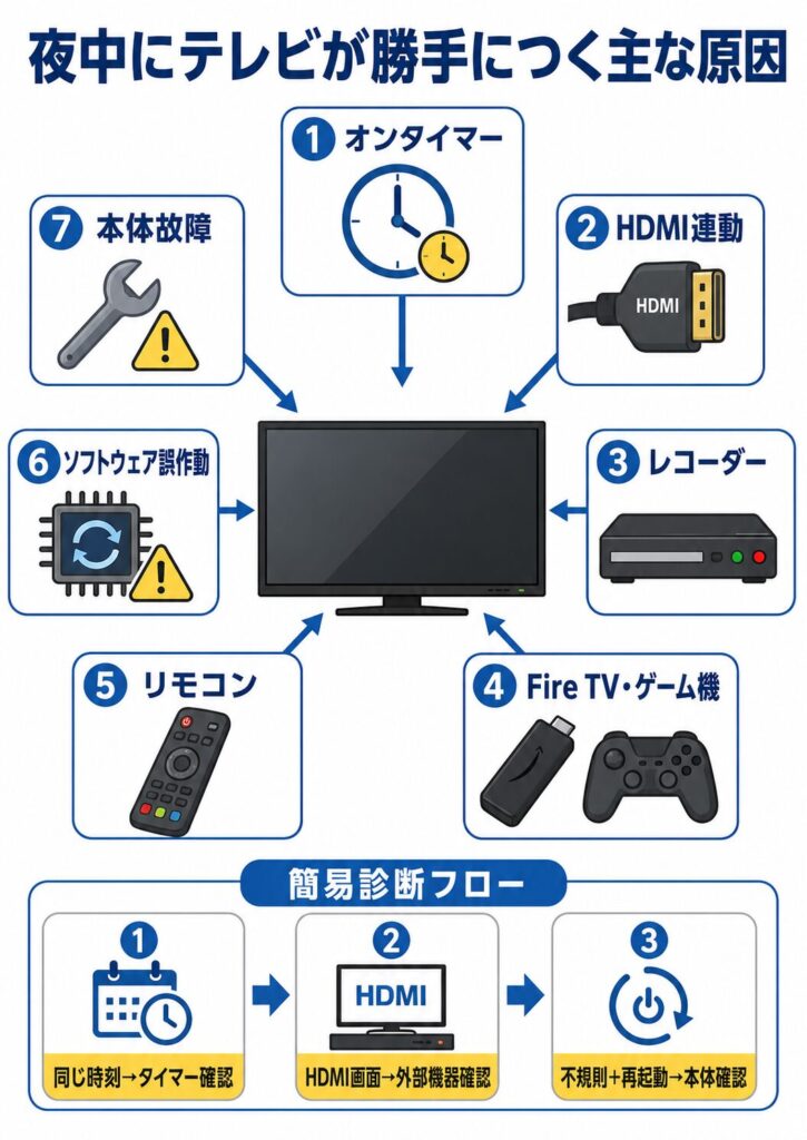 夜中にテレビがつく原因診断ガイド