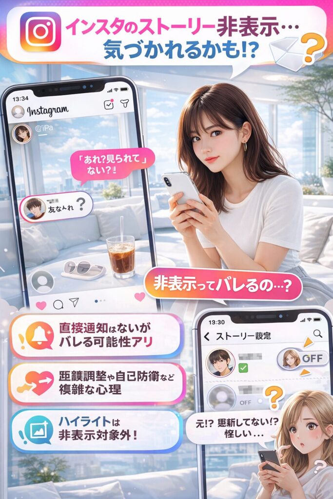 ストーリー非表示はバレる?インスタの仕組みと設定方法