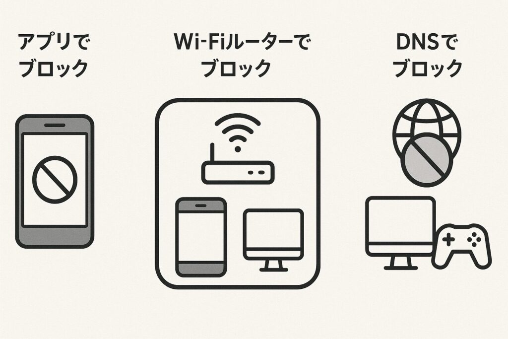 Wi-FiルーターやDNSレベルでのブロック