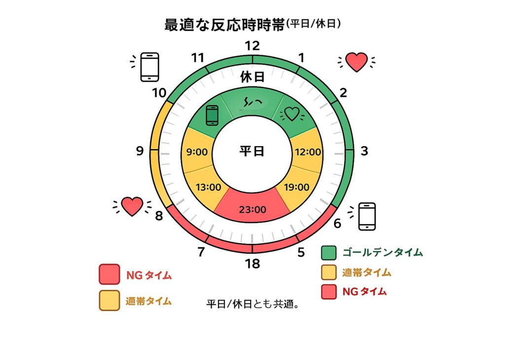 平日 vs 休日／朝昼夜の反応率差
