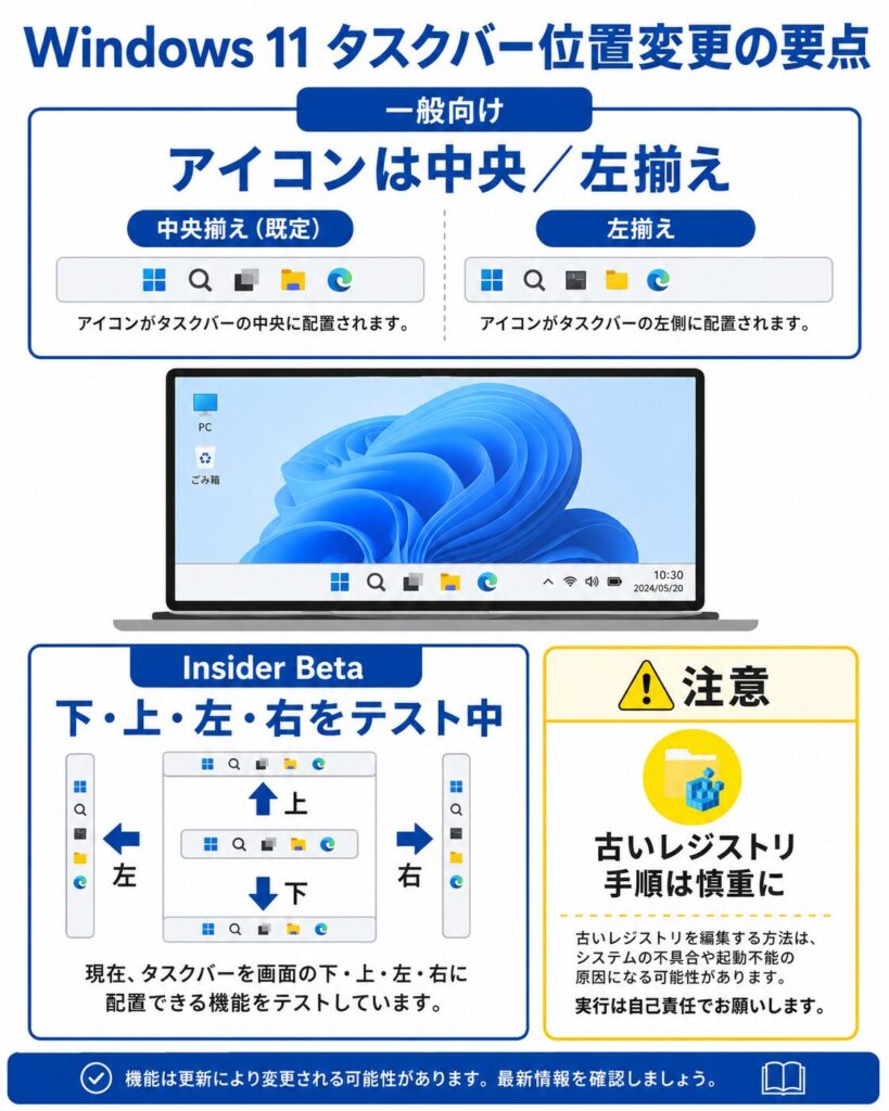 Windows 11タスクバー位置変更ガイド