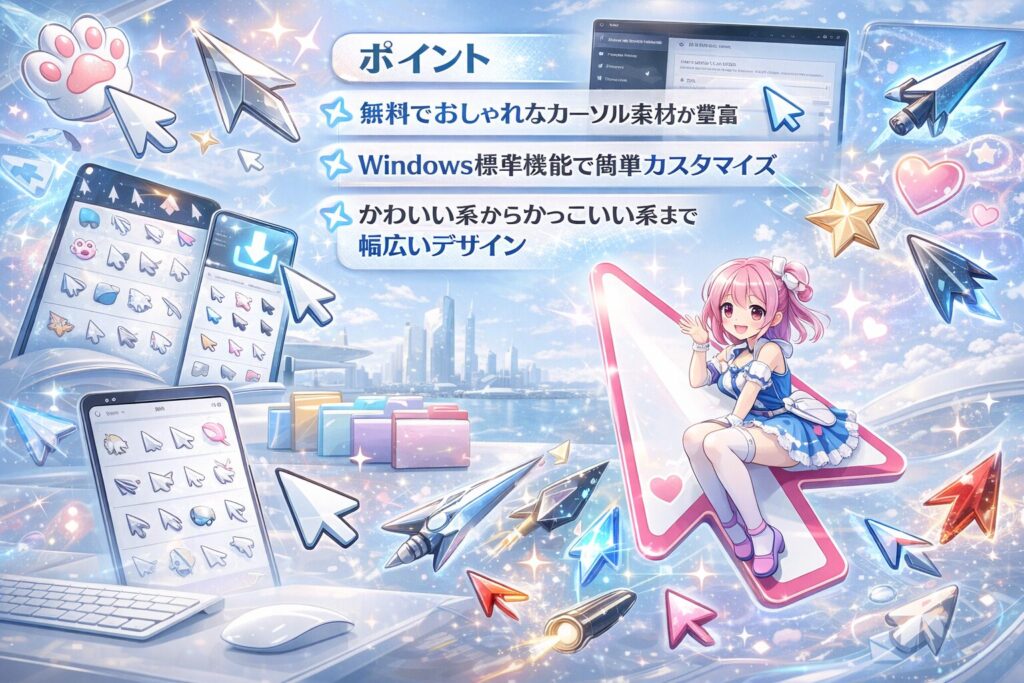 おしゃれで使いやすいマウスカーソル素材の入手方法から設定手順まで