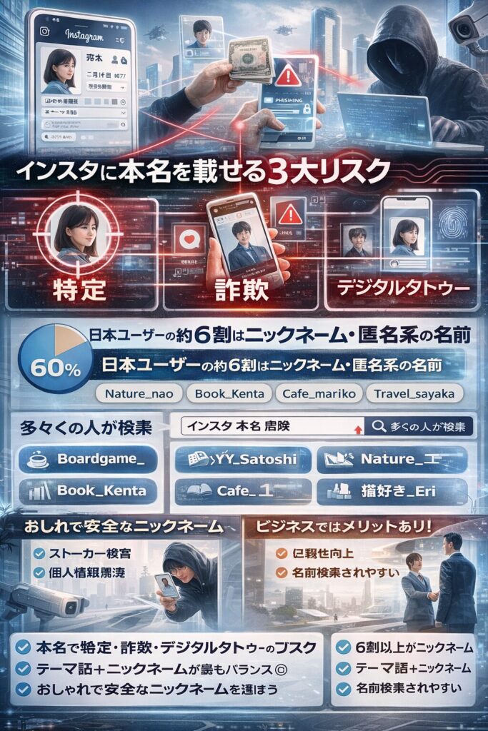 インスタ本名の危険と安全なニックネーム