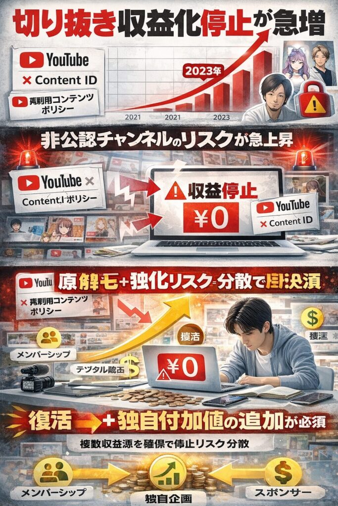 切り抜き収益化停止と回復方法