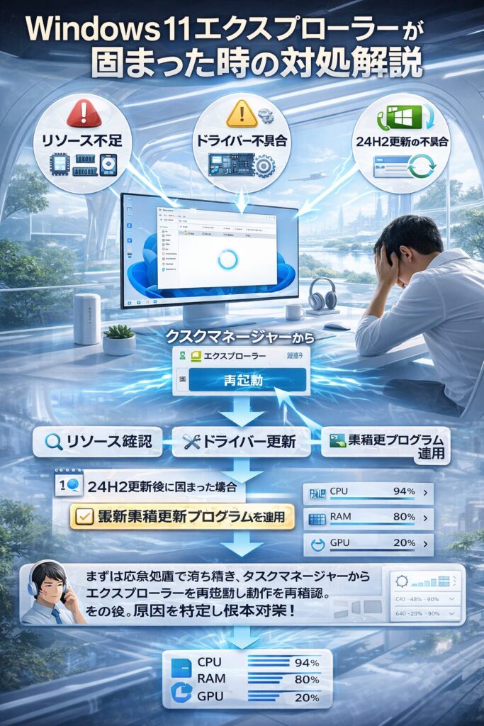 Windows 11 エクスプローラー固まった時の対処法