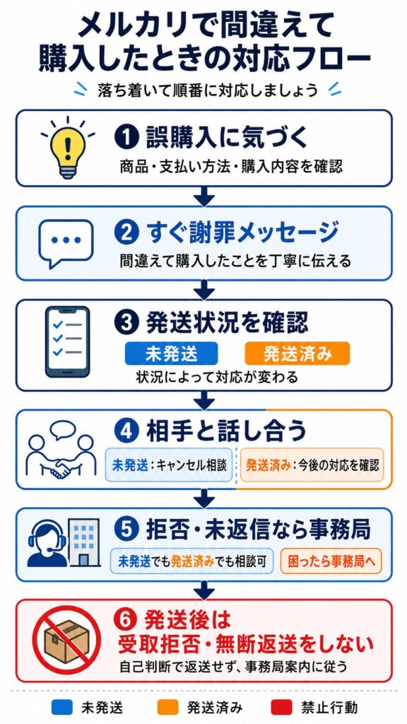 メルカリ誤購入時の対応フロー