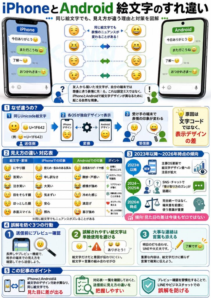 iPhoneとAndroid絵文字の違い