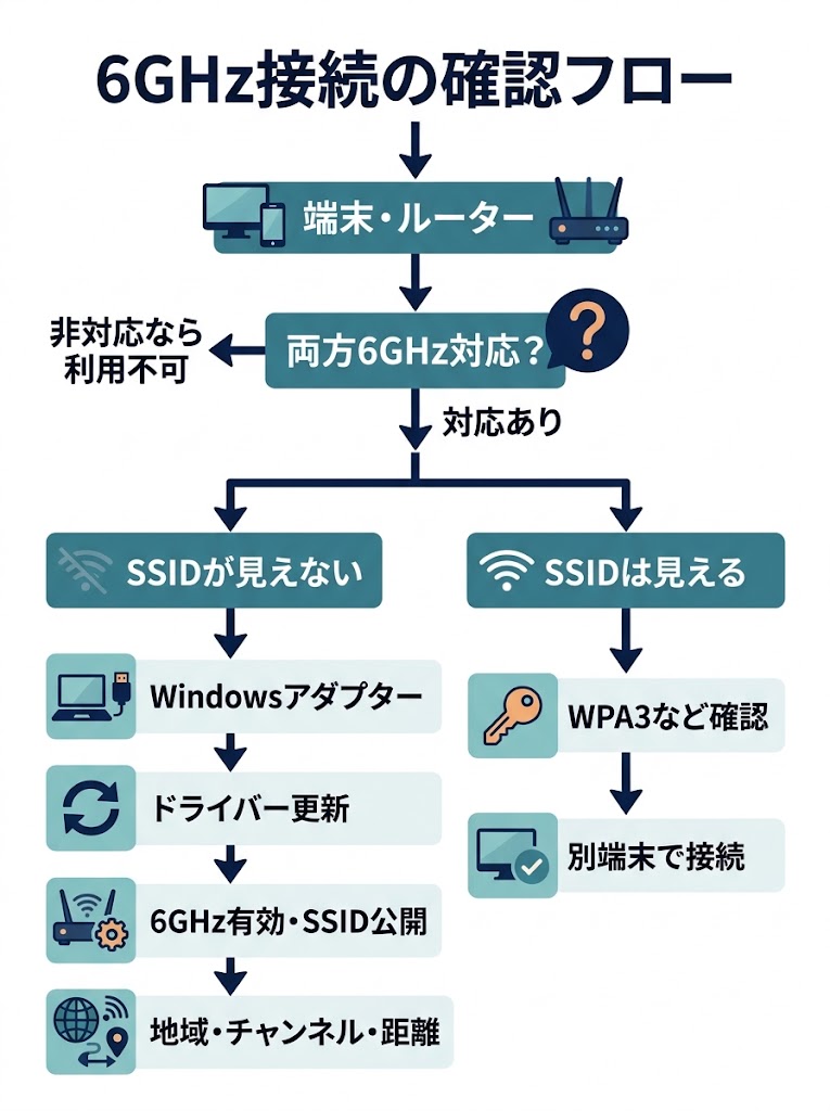 6GHz接続の確認フロー