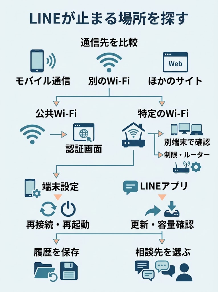 LINEが止まる場所を探す